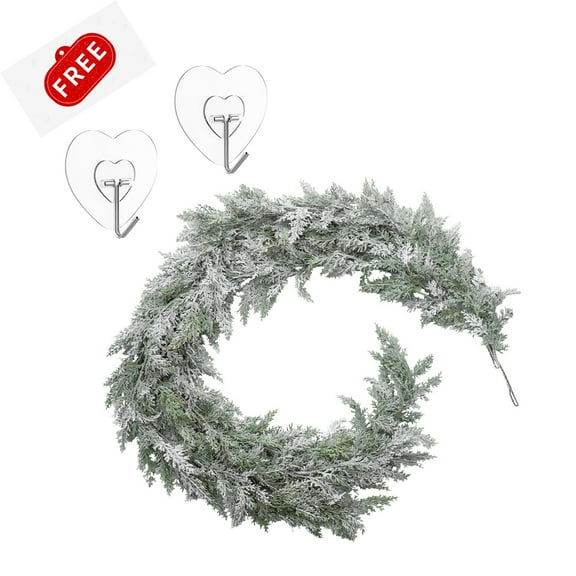 KOYPTL 6FT Handmade Christmas Norfolk Pine Garland,Real Touch Cedar Artificial Greenery,Seasonal Garland for Fireplace Indoor Outdoor Winter Holiday Table Christmas Decoration