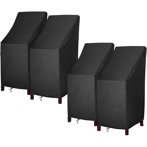 Stackable Patio Chair Covers for Outdoor Furniture, Outdoor Chair Covers Waterproof, 600D Heavy Duty Lawn Outside Barstool Covers,Fits for 4-6 Stackable Dining Chairs,27"Lx27"Wx49"H, 4 Pack