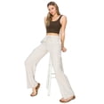 thumbnail image 5 of CALI1850 Women's Easy Pull On Extra Slouchy Self Tie Drawstring Relaxed Fit Straight Linen Cargo Pants, 5 of 8