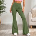 thumbnail image 5 of Ovbmpzd Women’s Yoga Pants Petite Tummy Control Flare Army Green Leggings Casual Long Mid Waist Leggings,XL, 5 of 6