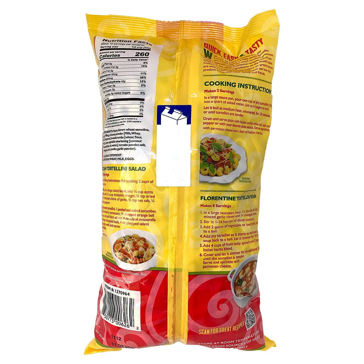Italian Herbs & Cheese Tortellini, 2 lbs