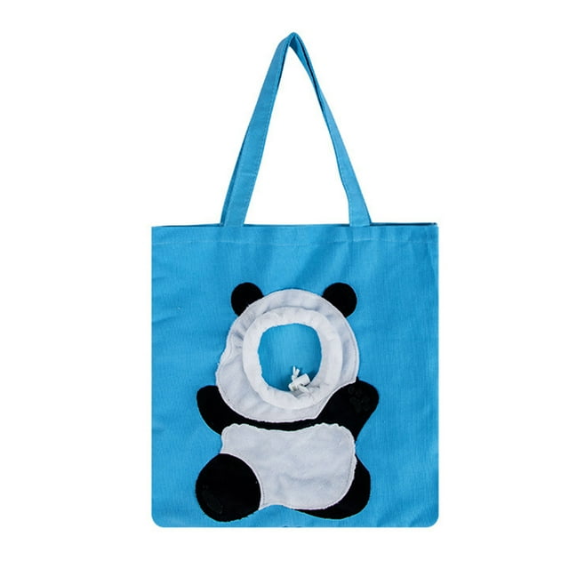 CSChome Cat Carrier Pet Big Opening Comfortable Breathable Large Space Canvas Cartoon Panda Shape Pet Travel