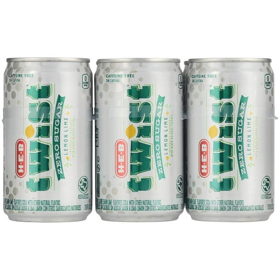 H‑E‑B Zero Sugar Twist Lemon Lime Soda 7.5 oz Mini Cans 6 pack