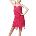 thumbnail image 1 of YiZYiF Robe de Danse à Franges Dégradées à Bretelles Réglables pour Femmes, Style Années 1920, Rose Vif TTG, 1 of 6