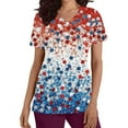 thumbnail image 5 of Gamivast Scrubs for Women Patriotic Star Print V-Neck Short Sleeve Nursing Scrubs with Pockets Quick Dry Moisture Wicking Scrub Tops Nursing Uniform, 5 of 5