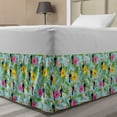 thumbnail image 1 of Tropical Bed Skirt, Hibiscus Plumeria Toucan Bird Monstera Banana Leaves Rhythmic Pattern, Elastic Bedskirt Dust Ruffle Wrap Around for Bedding Decor, 4 Sizes, Pale Blue Multicolor, by Ambesonne, 1 of 2