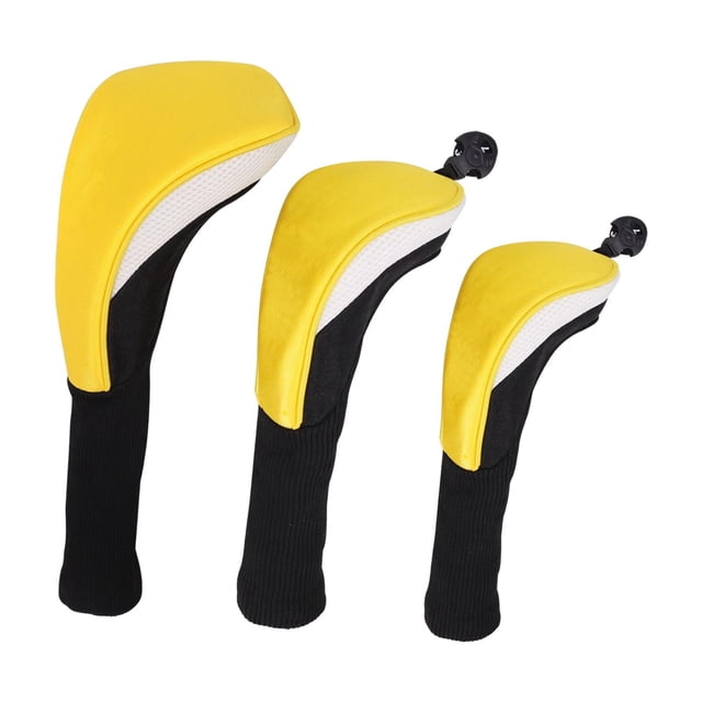 3 piezas de fundas para palos de golf shamjiam resistentes al desgaste con etiqueta de número intercambiable Amarillo