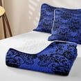 thumbnail image 4 of Homewish Goth Halloween Skull Quilt King,Retro Damask King Coverlet Set,Navy,3 Pieces, 4 of 7