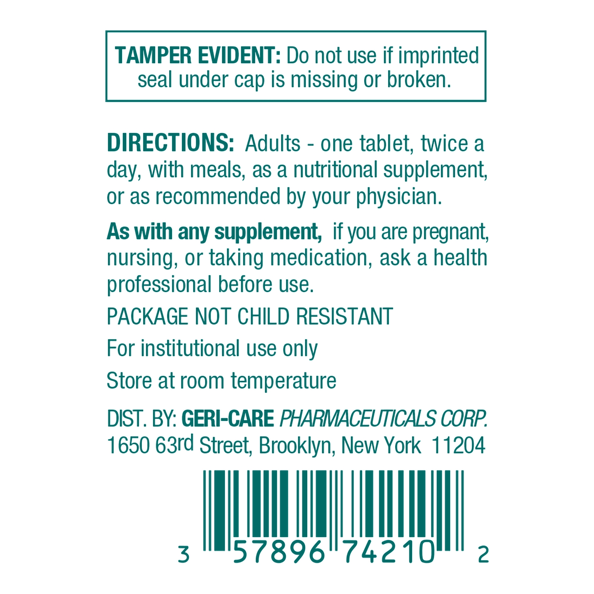 Geri-Care Oyster Shell Calcium Tablets Plus Vitamin - 500 mg, 200 IU Strength, 1000 Ct