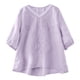 thumbnail image 1 of Camisas de Cuello en V de Manga Corta para las Mujeres Lino Blusas Bordadas Ajuste Suelto Verano Casual Tops de Cuello Redondo, 1 of 5