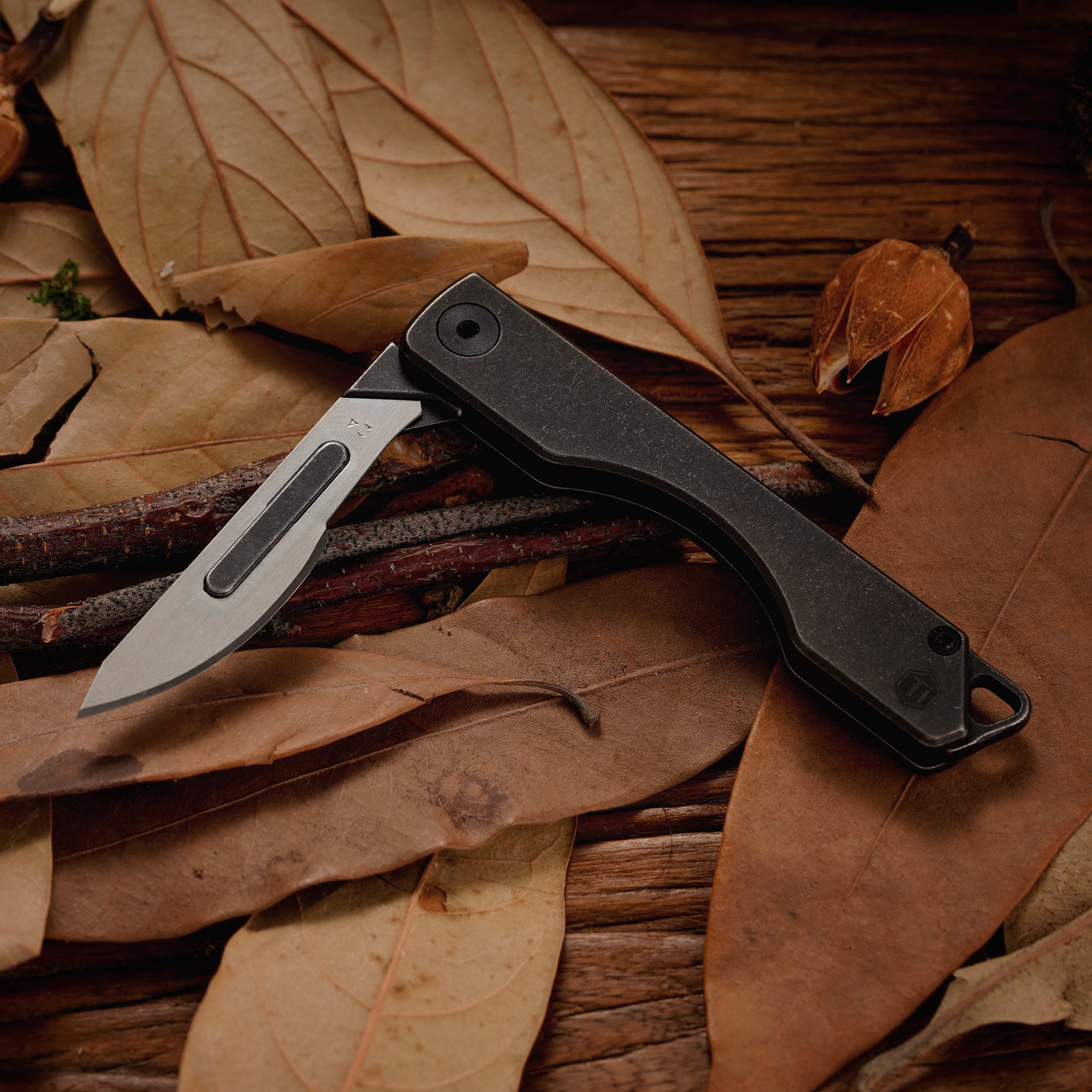 Key Unity KK01 Titanium Folding Knife, Utility EDC Pocket Knife with #24 Replaceable Blade, for Outdoor Hunting, Camping, Fishing, Hiking for Men & Women (PVD Black)
