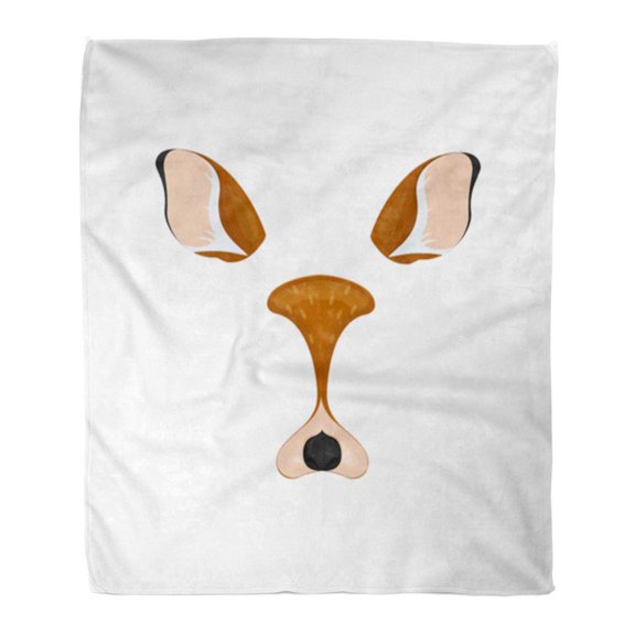 SIDONKU Throw Blanket Warm Cozy Print Flannel Deer Face Character Ears and Nose Video Chart Filter Effect for Selfie Comfortable Soft for Bed Sofa and Couch 50x60 Inches