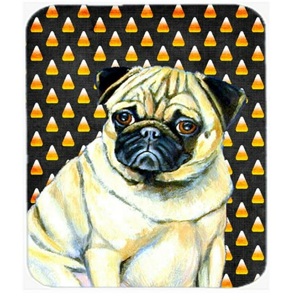 Pug Candy Corn Halloween Portrait Mouse Pad, Hot Pad or Trivet