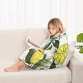 thumbnail image 4 of Yellow Lemon Fruit Berries Beige Pattern Blanket Hoodies for Kids 6-13YR Oversize Wearable Blanket Hoodies for Boys Girls Teens, 4 of 7