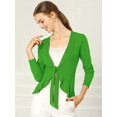 thumbnail image 3 of Women's Tie Front Metallic Ruffled Long Sleeve Open Cardigan, 3 of 6