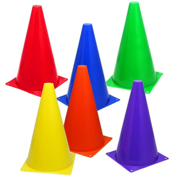 6 Assorted Color 9" Cones Train Like a Champion Soccer Football Agility Traffic