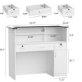 thumbnail image 4 of AHB 50-inch Reception Desk with Counter, Front Desk Office Desk with Storage Shelves & LED Lights, White, 4 of 8
