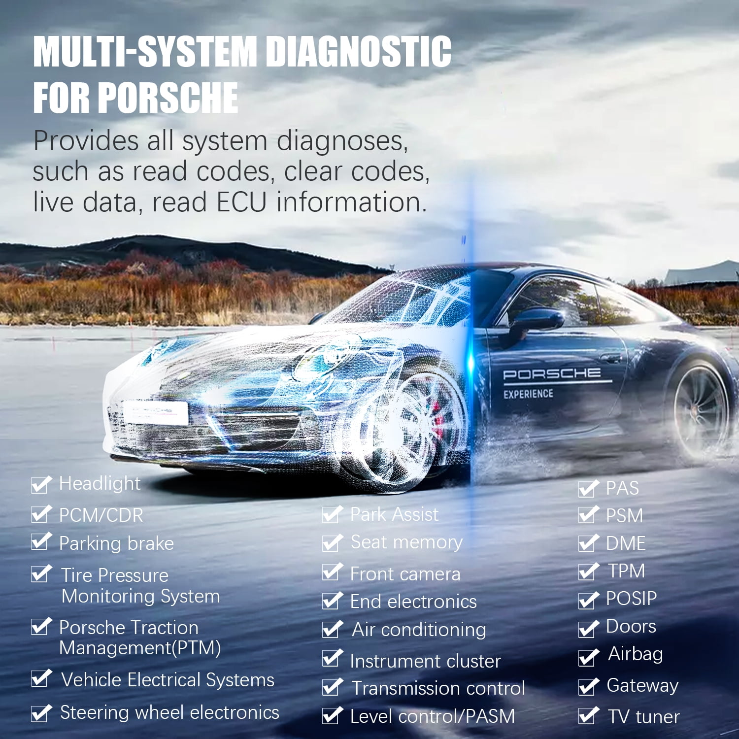 FOXWELL NT510 Elite OBD2 Scanner Fits for Porsche All System Bi-directional Diagnostic Scanner All Maintenance Services Car Code Reader Check Engine Full OBD2 Functions Automotive Diagnostic Scan Tool