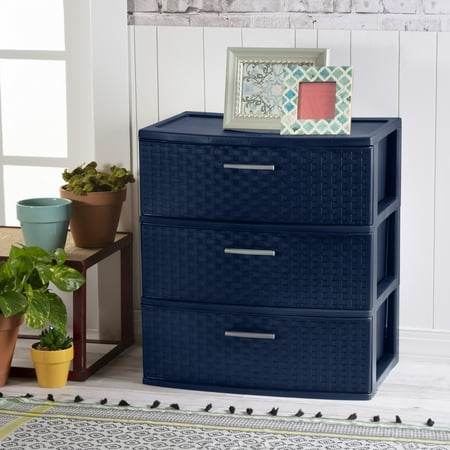 Sterilite 3 Drawer Wide Weave Tower Ultramarine Walmart Com