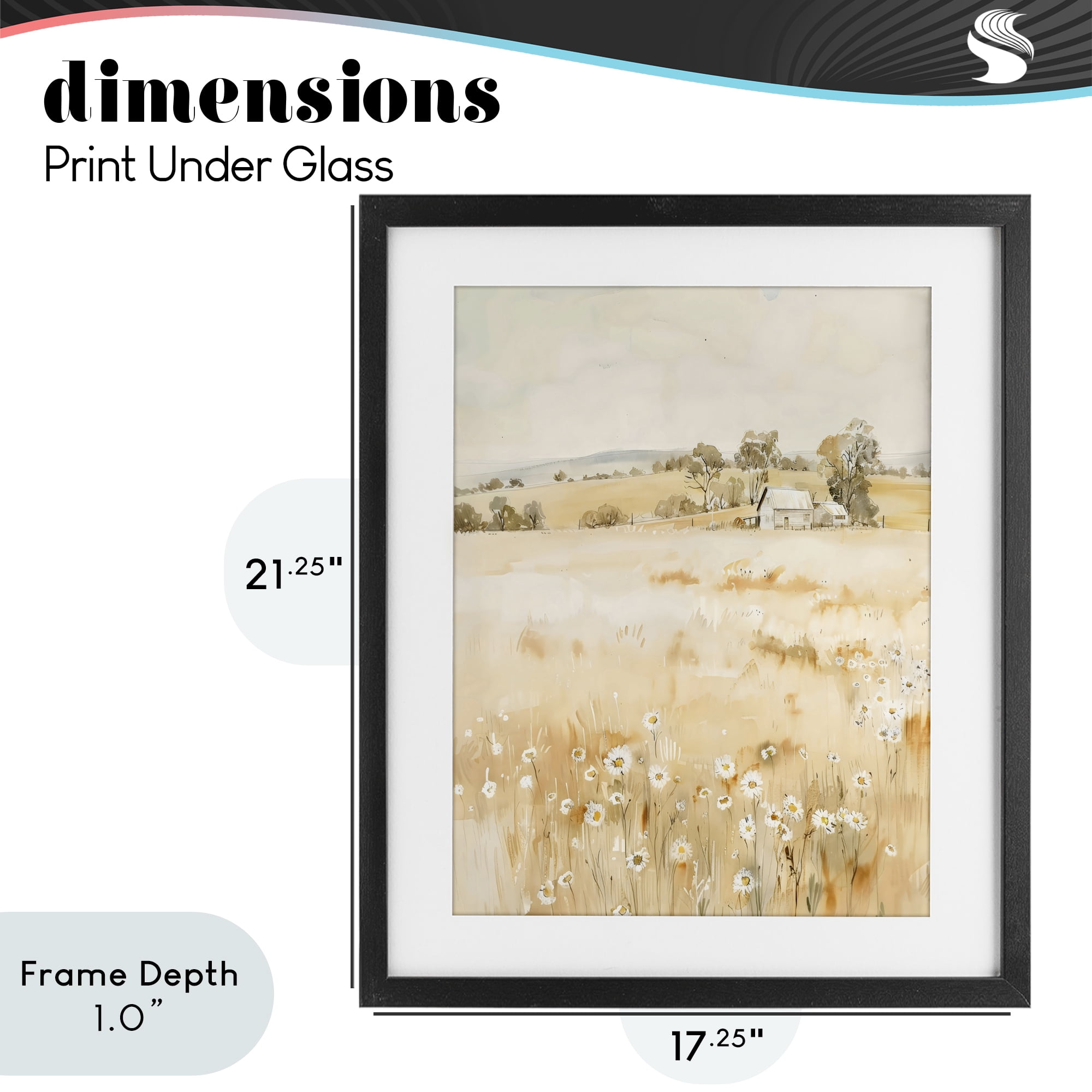 Stupell Industries Farm Country Meadow with Daisies Black Framed Print Under Glass, design by Creative Studio