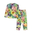 thumbnail image 2 of Kll Watercolor Blooming Cactus Print Women'S Long Sleeve Pajamas With Pants Sleepwear Loungewear 2 Set-Medium, 2 of 9