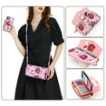 thumbnail image 4 of Feishell for Apple iPhone 11 Crossbody Wallet Detachable Case,for Women Girls,Flower Pattern PU Leather RFID Blocking Multi Card Slots Zipper Phone Case with Shoulder & Hand Strap,Pink, 4 of 12
