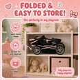 thumbnail image 5 of Dolls To Play Baby Doll Convertible Pram Stroller, 3-in-1 Doll Carriage with Removable Bassinet, Adjustable Handle, Canopy, Storage Basket, Pink/Black, 5 of 7