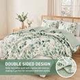 thumbnail image 3 of Regency Heights King Botanical Quilt Set, 3-Piece Reversible Floral Summer Quilt Coverlet Bedding Set, Green Quilted Bedspread with Shams for All Season, 3 of 11