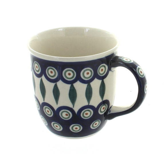 Blue Rose Polish Pottery Peacock Plain Coffee Mug