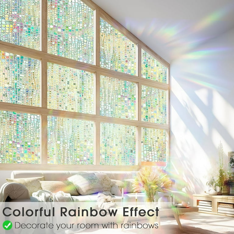 Rainbow Window Privacy Film: 3D Stained Glass Holographic
