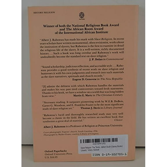 Pre-Owned Slave Religion: The Invisible Institution in the Antebellum South Paperback