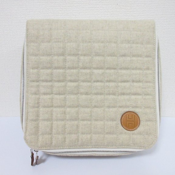 Pre-Owned HERMES Paddock Handbag Pouch Travel Case Greige Women's