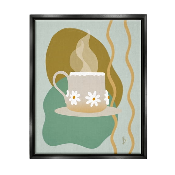 Stupell Industries Contemporary Coffee Cup Shapes Food & Beverage Painting Black Floater Framed Art Print Wall Art