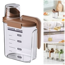 neszzmir Food & Cereal Storage Container 1.5L Airtight Plastic Bin with Long Handle – Coffee Brown, BPA-Free Kitchen Organizer with Measuring Cup Lid, Rice, Grain, Sugar, Pet Food Dispenser