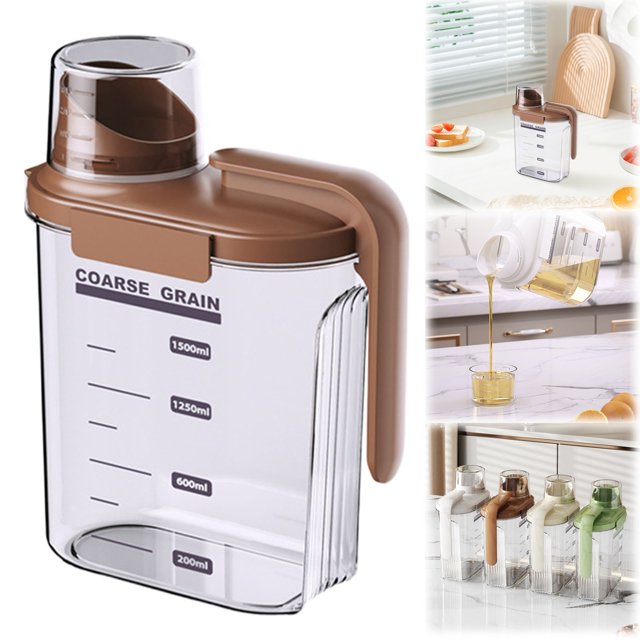 Cereal Storage Container TASTAN Airtight Cereal Storage Container - 1.5L Kitchen Organizer with Measuring Cup Lid, Dry Food Dispenser for Rice, Sugar, Pet Food, Freshness Lock, Food Storage Container