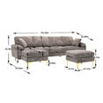 thumbnail image 7 of Large Sectional Sofa Couch & Ottoman Set, U Shape Sectional Sofa with 2 Pillows Living Room Modular Sofa Accent Sofa Chaise Lounge and Golden Legs (Gray), 7 of 7