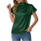 thumbnail image 1 of Camisetas de Manga Corta de Cuello Alto para Mujeres Moda Casual Primavera Cuello Redondo Medio Cuello Alto Hombro Izquierdo Plisado Superior, 1 of 6