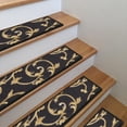 thumbnail image 4 of Ottomanson Non-Slip Rubberback Floral Trellis 8.5" x 26" Indoor Stair Treads, 7 Pack, Black/Beige, 4 of 11