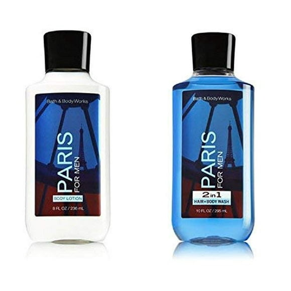 Bath & Body Works PARIS FOR MEN 2-in-1 Hair & Body Wash and Body Lotion Set