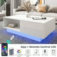 thumbnail image 3 of Hommpa LED Coffee Table Modern Side Tables High Gloss White Cocktail Table with 2 Drawers Open Shelf for Living Room, 3 of 9