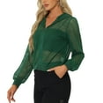 thumbnail image 4 of INSPIRE CHIC Ribbed Cuffs Jacket for Women Hoodie Mesh Bomber Jacket S Dark Green, 4 of 6