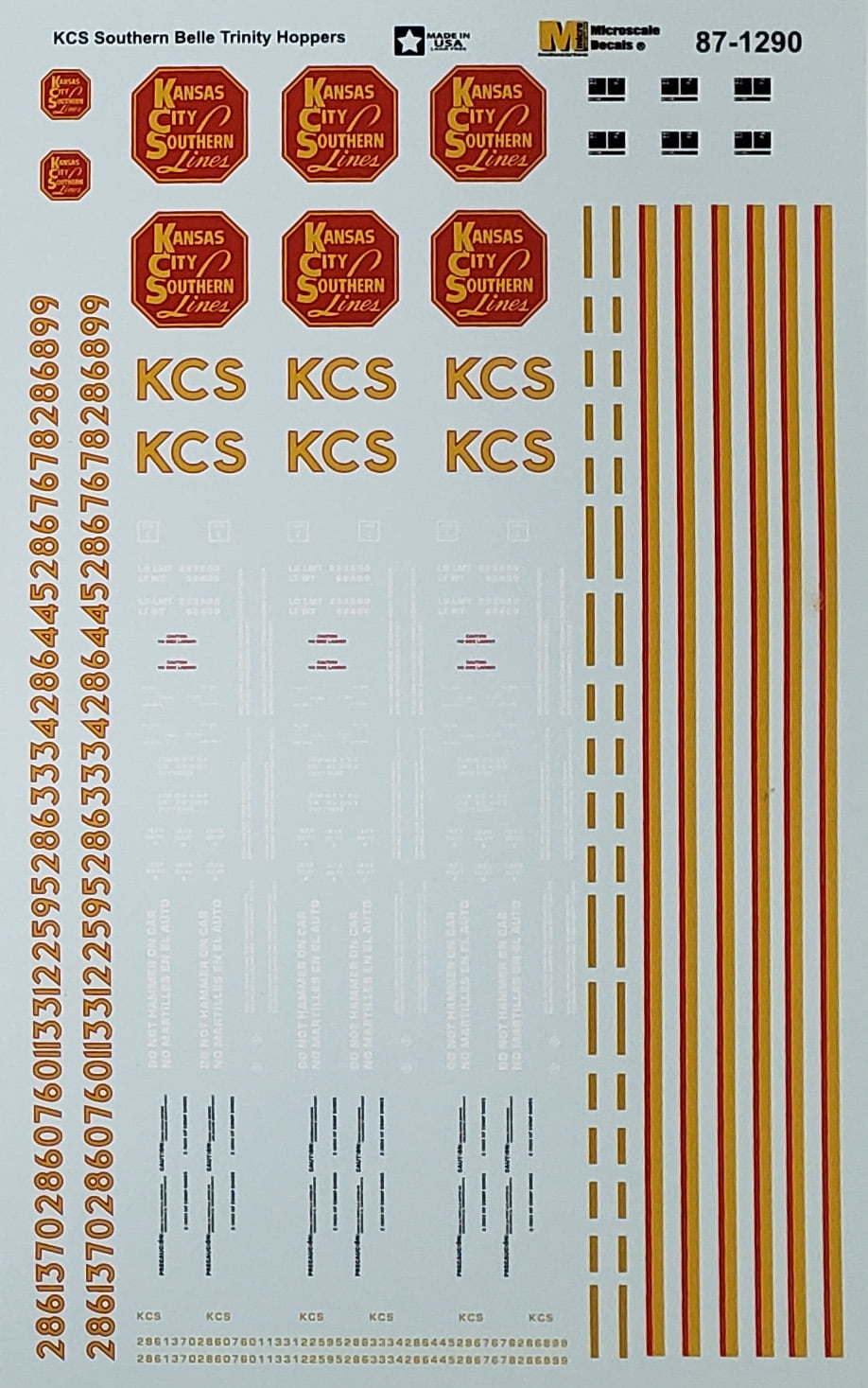 Microscale Model Railroad/Train Decals HO Scale KCS Southern Belle Cov