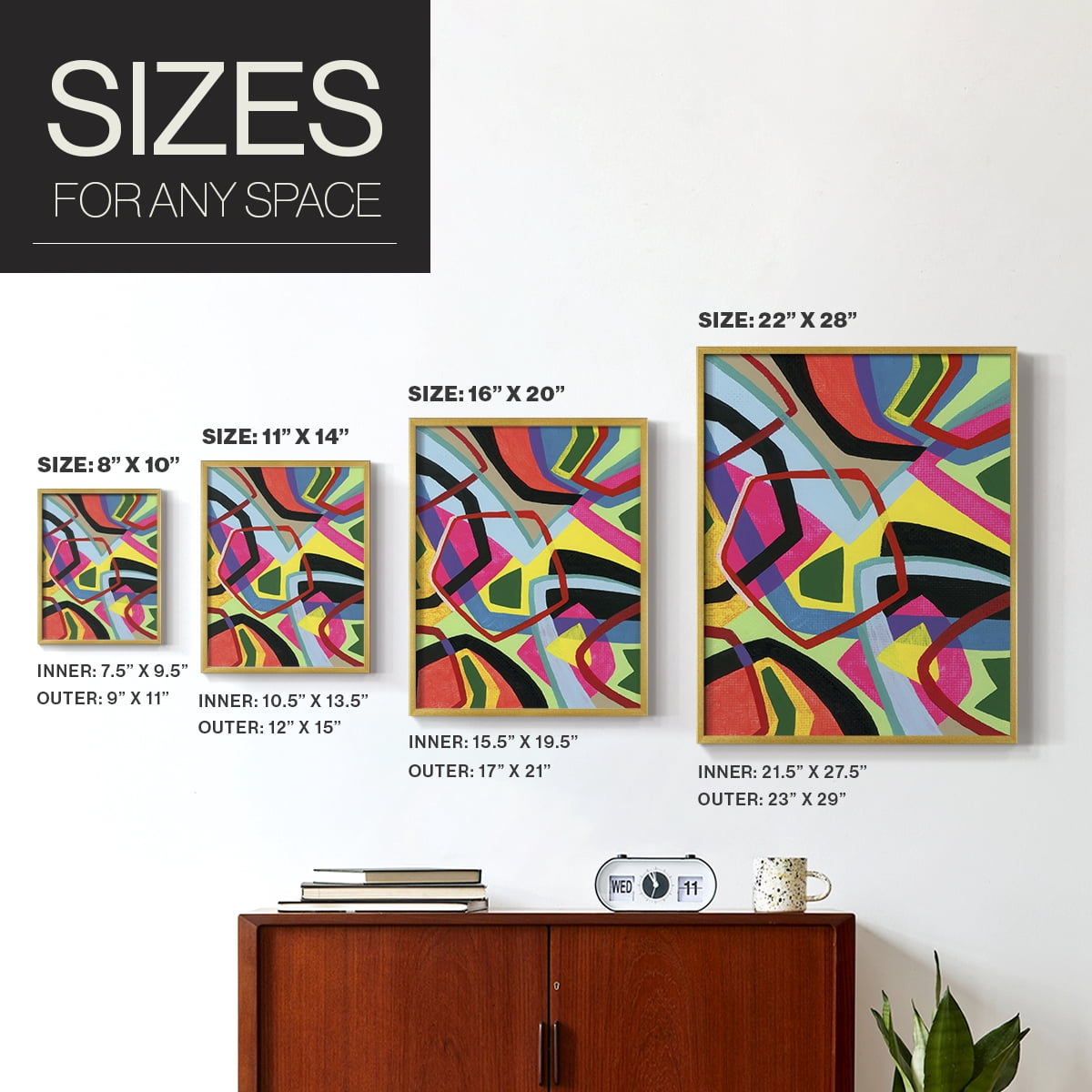 Bold Shape Shift II Framed Print in Gold Solid Wood Framed Print No Nail Hanging