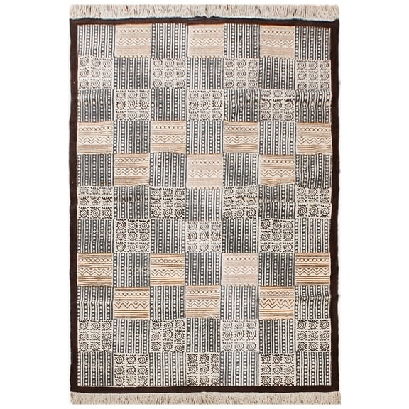 Casavani Flat Weave Geometric Bedroom Rug,Brown 2x3 feet