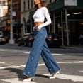 thumbnail image 5 of ClodeEU Women's Wide Leg Flare Rhinestone Jeans,Casual Fashion Denim Pants with Pockets ,Women's Plus L, 5 of 6
