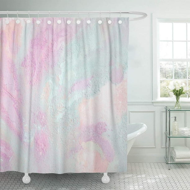 Ksadk Blue Pale Abstract With Marbling In Cold Green And Pink Iridescent Purple Light Bathroom Shower Curtain 60x72 Inch Com - Light Pink And Grey Shower Curtain