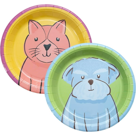 Cheerland Colorful Pet Party Disposable Paper Plates, Pack of 24