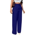 thumbnail image 2 of Womens Sweatpants High Waist Straight Leg Flattering Casual Suit Long Wide Leg Sweatpants Women Blue 2Xl, 2 of 6