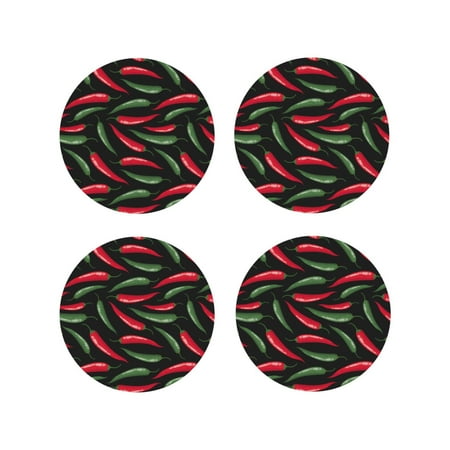 

Drink Coasters Set of 4 bell Pepper Leather Coasters for Coffee Table Protector Heat Resistant Cute Coasters for Home Decor Housewarming Gifts Bar Kitchen 4 Inch Round Shape