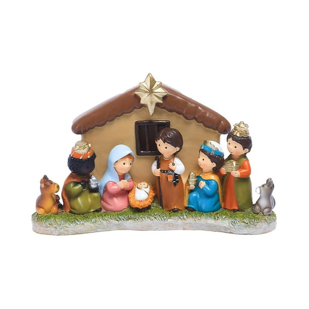 Estatuilla del pesebre de la escena de , coleccionables cristianos religiosos, artesanías de decoración, figura católica, estatua de adorn